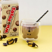 귀여운 애니멀 내열 이중 유리컵 4type 고양이 오리 곰돌이 캐릭터 이중컵 강화유리컵 홈카페 우유 물 컵, Duck(오리)-280ml