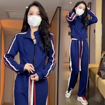 봄 가을 여성 캐주얼 트레이닝복 세트 디자인 감각 여성 스트라이프 집업 맨투맨 조거 팬츠 상하의 세트 투피스 20대 30대 40대 m~3xl