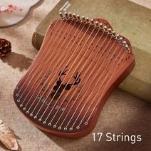 17 현 거문고 싱글 보드 너도밤나무 휴대용 소형 하프 나무 현악기 초보자용 픽 및 튜닝 렌치 포함, 03 D