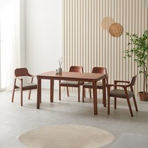 라로퍼니처 보스턴 1400 참죽나무 원목 4인 식탁 세트, 식탁+의자4