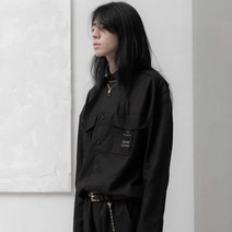 블레스드뷸렛 페이크 견장 셔츠_그레이 블랙