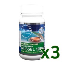 라이프스팬 뉴질랜드 초록입홍합 추출물 12500 60분말캡슐 greenlipped mussel, 3개, 60캡슐