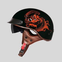 바이크 반모 헬맷 할리 복고풍 오토바이헬멧 비보뉴 G176D823, XL, 붉은 악마