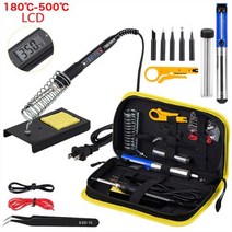 JCD 가변 온도 LCD 납땜 인두 키트 110V 220V 80W 납땜 용접 도구 납땜 팁 와이어 디 솔더링 펌프 히터, 80W 110V+Black+EU