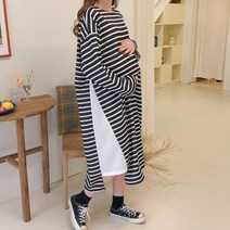 수맘 만삭 임부 스트라이프 롱 원피스