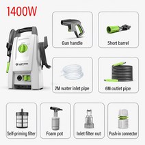 무선고압세차기 1400W 가정용 세차기 고압 자동차 세차기 건 정원 청소 도구 거품 발생기 물총 클리너 장비