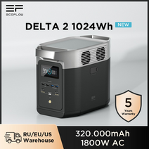 대체 에너지 ecoflow delta 2 휴대용 발전소 캠핑 lifepo4 배터리 1024wh 1800w ac 콘센트 태양열 발전기 for home rv outdoor, 델타 2 i 플러그