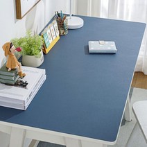 꼬꼬미 양면 방수 인조가죽 한샘 티오 책상보호덮개 데스크매트, 네이비/옐로우