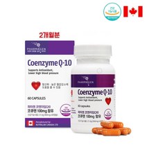 코엔자임Q10 코큐텐 유비퀴논 식약처인증 100mg 심장비타민 활성산소 제거 항산화 영양제 캐나다산, 1통, 60캡슐