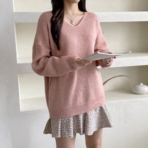 v넥 루즈핏 골지 여리 니트 (6color)