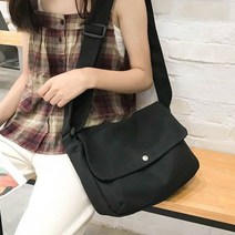 여자 캐주얼 개강룩 대학생 미니 캔버스 무지 숄더백