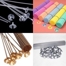 풍선 컵스틱 다양한 색상 10개단위 막대 손잡이 고정 셀프 꾸미기 DIY 투명 마카롱 골드 실버, 골드실버