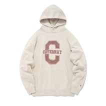 COVERNAT 커버낫 빅 컬리지 C 로고 후디 후드 오트밀