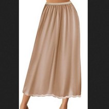 여성 하프 슬립 언더 스커트 여름 가을 y2k 의류 단색 탄성 허리 이너 라이닝 미디 긴 언더스커트