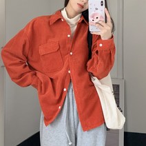 어라운드24 여성 코듀로이 박시 아우터 포켓 보이핏 남방 셔츠