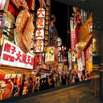 일본 스트리트뷰 배경 벽지 벽화 레스토랑 바 이자카야 스시 산업 장식 3D, 01 square meters, Nonwovens