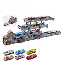 자전거트레일러 7Pcs 자동차 모델 세트 전송 대형 트럭 차량 트레일러 3 레이어 접는 방출 Railcar 소년의, 01 Black