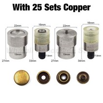 뱃지제작 스냅 패스너 버튼 다이 설치 프레스 몰드 핸드 기계용 가죽 공예 12.5/15/17/20mm, With 25pcs Copper, 20mm(201)