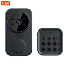 초인종 카메라 커버 tuya 스마트 홈 와이파이 스마트 비디오 초인종 무선 hd 카메라 모션 감지 도어 벨 인터콤 아파트 보안 보호, 검은색