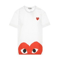 [꼼데가르송] [명품] AZ T034 051 1 흰빨 레드와펜 반하트 화이트 남성 반팔티셔