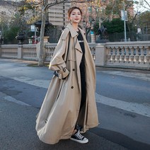 더블트렌치코트 극 롱바바리코트 여성 발목까지 올라오다 봄가을 계절 오버핏 미디 무릎넘어 하이 키 2632599377