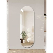 구매허니 미용실경대 헤어샵 경대 아치형 벽걸이 이동식 스탠드, (천공없이 붙이기) 50x150cm 고화질 실버미러