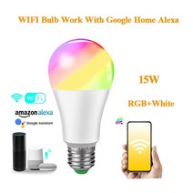 WIFI 전구 스마트 라이트 블루투스 APP 제어 E27 LED 램프 RGB RGBW RGBWW 매직 전구 5W 10W 15W 스포트라이트 홈 장식 85-265V, 15W RGBW 와이파이