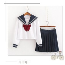 기본 2 교복 흰색 2 선원 일본 교복 학생복 대학 풍의 달콤한 봄과 여름 원피스 긴팔 탑 S