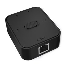 수동 네트워크 스위처 2 in 1 out/1 in 2 out rj45 네트워크 프리로 스위치, 검은색