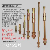 1/4 3/8 1/2 5/8 세트앵커/ 세트앙카/ 앙카볼트/ 앵커볼트/ 콘크리트고정/ 벽고정/ 철고정/ 철 세트앵커, 1/2 5인치 세트앵커/ 120mm