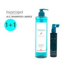 바이오메드 1+1 AC삼푸1000ml+AC앰플80ml 모근 두피강화샴푸 트리트먼트, 1set