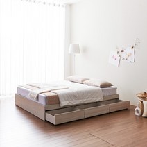 우아미가구 모노 밀크 무헤드 3서랍 슈퍼싱글 침대+본넬매트 FO5133, 오크