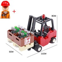 소형트렉터 MOC 시티 엔지니어링 차량 빌딩 블록 피규어 지게차 트럭 트랙터 미국 스피드 보트 제설기 모델 자동차 벽돌 DIY 완구 선물, 6.파란