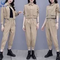 셀럽당 카고 세트 여성 패션 양식의 작은 키에 키 커 보이는 투피스 팬츠