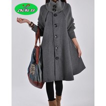 SHENGBO여성 폴라 케이프 빅 사이즈 하프 모직 코트