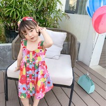 KORELAN 여아 스커트 플라워 하와이안 원피스 비치 스커트 아동복3-8세