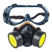 이중 필터 먼지 가스 화학 호흡기 작업 안전 산업용 스프레이 페인트 용 보호 마스크 유기 증기, Mask With Glasses