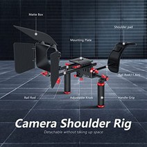 Neewer Video Rig 시스템 세트: Canon Nikon Sony 및 기타 DSLR 카메라 DV 캠코더용 어깨끈 표준 15mm 대형 레일/바 시스템 설명서(빨간색 및 검은색)-37377, 빨간색