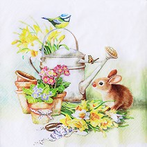 파스텔크래프트 냅킨아트 380013 Bunny with Watering Can 냅킨20매 33x33cm 1103, 20매입, 혼합색상