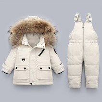 주니어 롱 패딩 소년 소녀 겨울 다운 재킷 및 용 점프 슈트 용 두꺼운 따뜻한 작업복
