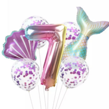 파파 파티 생일파티 숫자 풍선 세트, 1세트, 머메이드 7