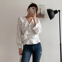 [리엘라]토드미 스트랩 브이프릴블라우스
