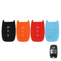 이너스 기아 3버튼 올뉴모닝 K3 자동차 스마트 키 차키 실리콘 케이스 키링 키홀더, (VA-S14)오렌지