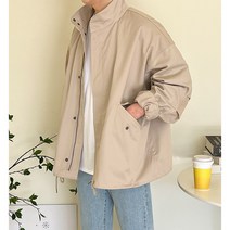 더유니크제이 남자 봄 가을 빅사이즈 숏야상 자켓 간절기 오버핏 하프 야상 자켓 3컬러