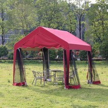 대형 캐노피 행사용 천막 몽골텐트 야외 옥상 루프탑 면 텐트 포장마차 캠핑 감성 캐노피, 옆면 비포함, 모기장 비포함, 레드 천장형