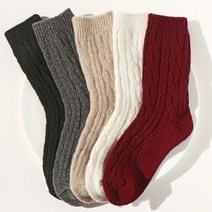 쇼핑채널1번지 니트양말 여성 겨울 두꺼운 골지 울 양말 5켤레 세트