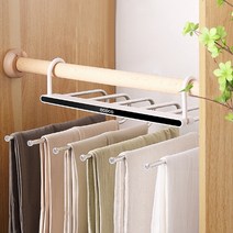 무료배송20개한정 ECOCO 모던한디자인 신박한정리 스테인레스 6단접이식바지걸이 치마걸이 다용도걸이 접었다 폈다 90도회전걸이, 1개, 화이트+블랙