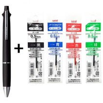 유니 제트스트림 멀티펜 4색볼펜&샤프 1개 + 리필심 4개, MSXE5-1000-05 블랙(24) + 리필
