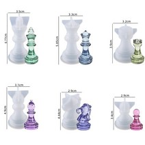 주물용 접착제 3D 국제 체스 UV 크리스탈 수지 금형 조각 DIY 에폭시 접착제 주조 도구한 실리콘, 01 6pcs