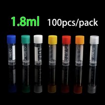 100pcs 1.8ml 실험실 CryoTube Cryopreservation 냉동 튜브 다채로운 스크류 캡으로 분석을위한 원심 분리기, Purple (100pcs)